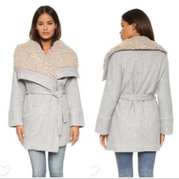 Free People Jackets & Blazers - Free people chunky Sherpa lined polyester/ cotton gray coat…